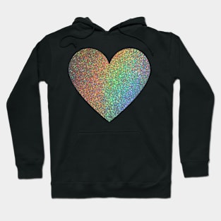 Rainbow Holographic Ombre Faux Glitter Heart Hoodie